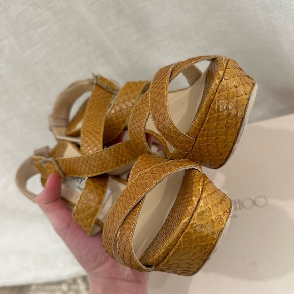 Jimmy Choo louisa mustard snake print leather high heels - Picture 8 of 10